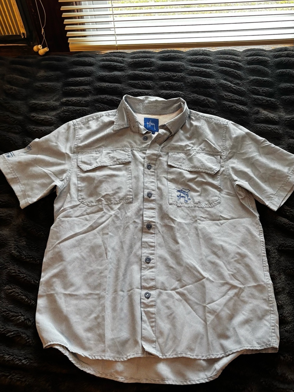 Guy Harvey Short-Sleeve Casual Button-Down Shirt in Dark Blue